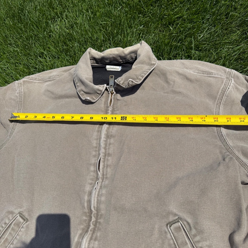 Carhartt Mens Faded Tan Canvas Mesh Lined Bomber Jacket Khaki Workwear Size XL - Picture 6 of 8